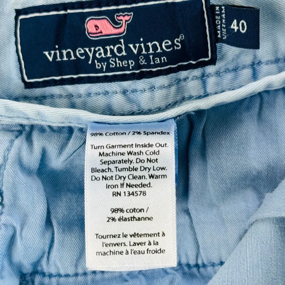 Vineyard Vines Shorts Mens 40 Blue Island Garment Dye‎ Cotton Stretch Chino 7